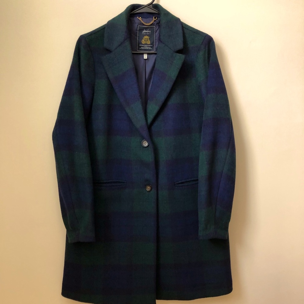 Joules Plaid Wool Coat